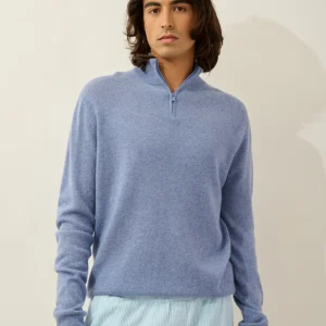 AMBIN pull camionneur sky chiné 100% cachemire