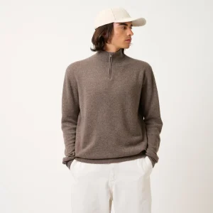 AMBIN pull camionneur taupe chiné 100% cachemire