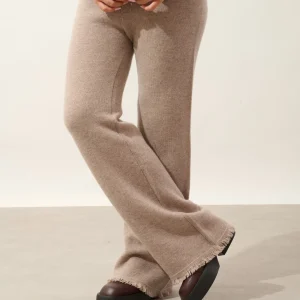 ANGUSTIA pantalon évasé taupe clair chiné 100% cachemire