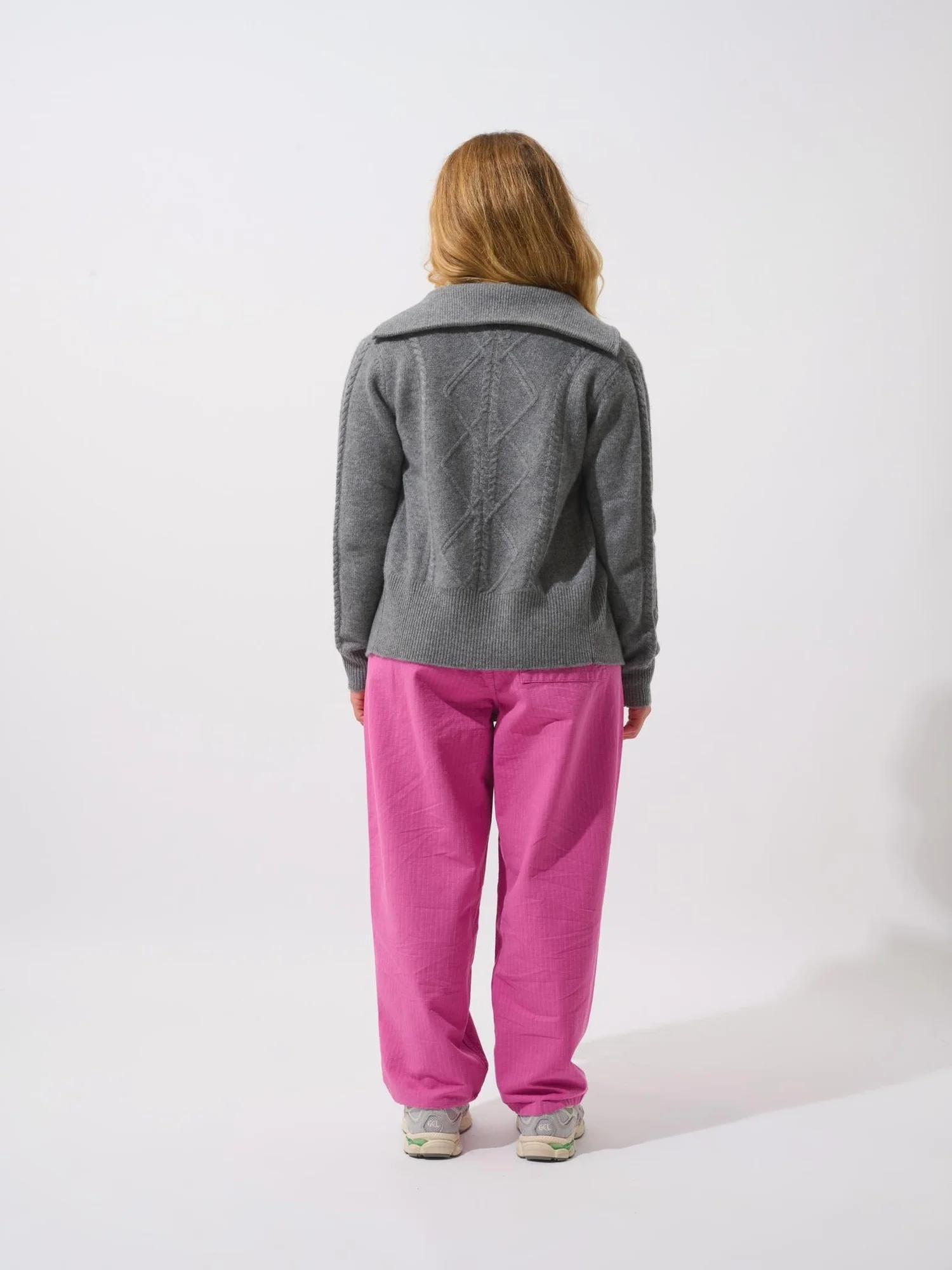 ANTIGO gilet zippé col camionneur 4 fils flanelle chiné 100% cachemire – Image 4