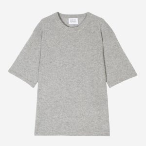 MAYA t-shirt col rond gris souris chiné 100% cachemire