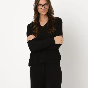 T-shirt bamboo manches longues col v - 70% bambou 30% coton