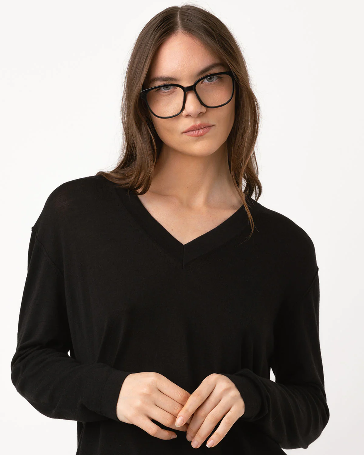 T-shirt bamboo manches longues col v - 70% bambou 30% coton – Image 4