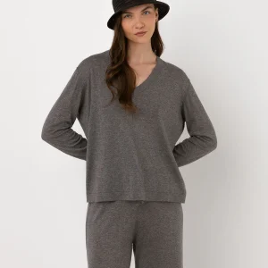 T-shirt bamboo manches longues col v - 70% bambou 30% coton