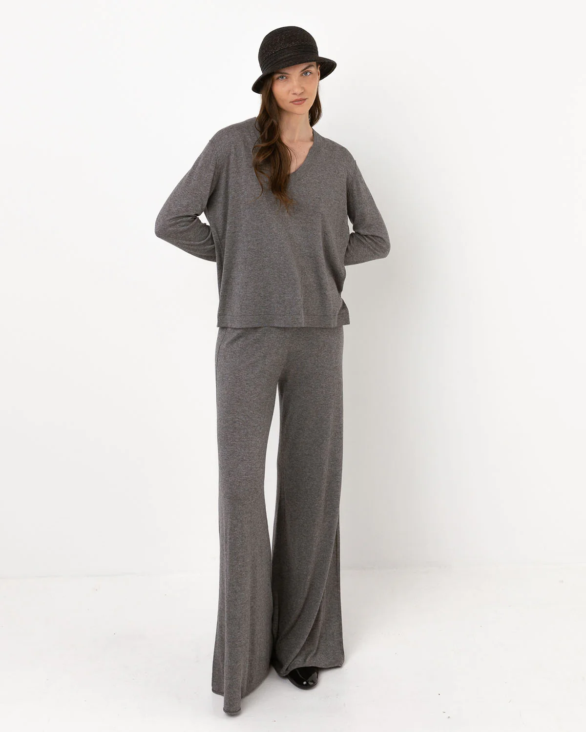 T-shirt bamboo manches longues col v - 70% bambou 30% coton – Image 2