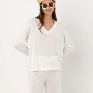 T-shirt bamboo manches longues col v - 70% bambou 30% coton