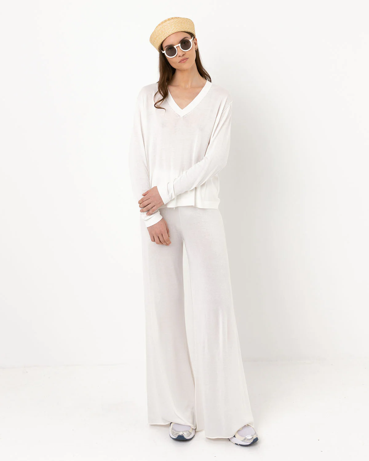 T-shirt bamboo manches longues col v - 70% bambou 30% coton – Image 2