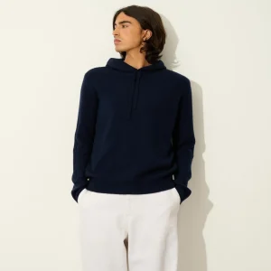 BENDT pull capuche 4 fils navy 100% cachemire