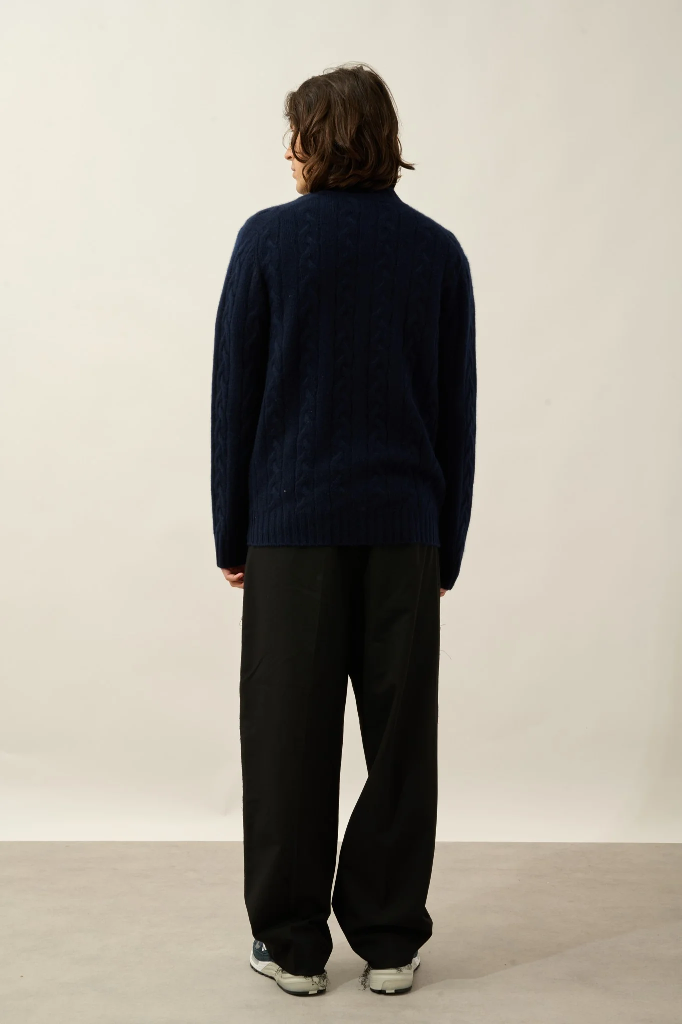BERTIL gilet zippé col camionneur 6 fils navy 100% cachemire – Image 3