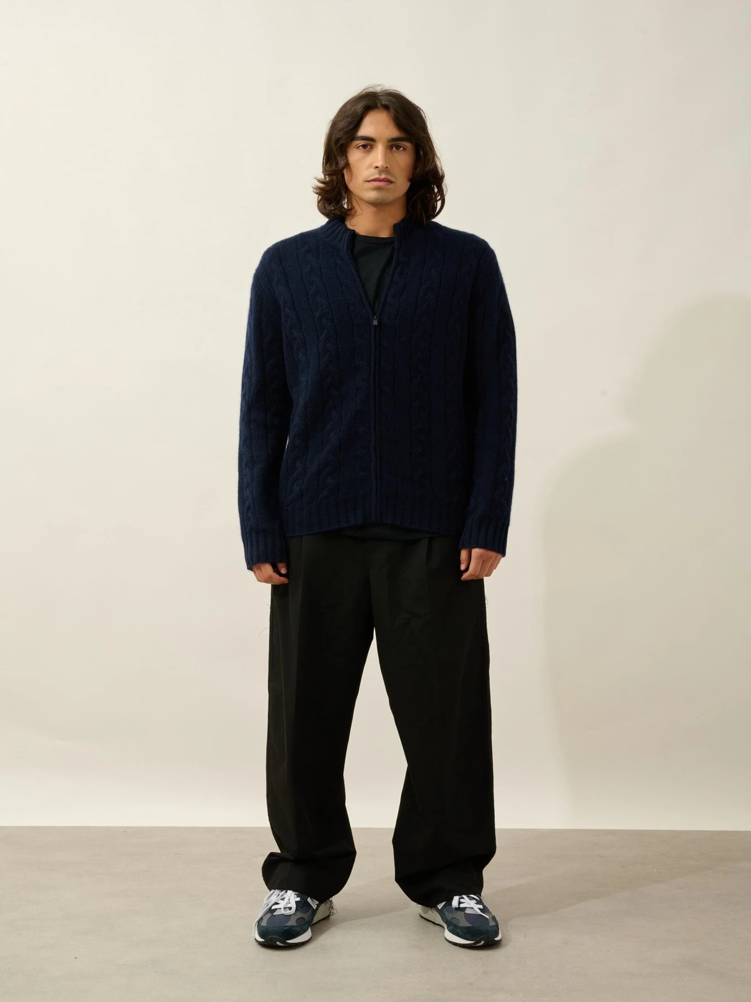 BERTIL gilet zippé col camionneur 6 fils navy 100% cachemire – Image 5