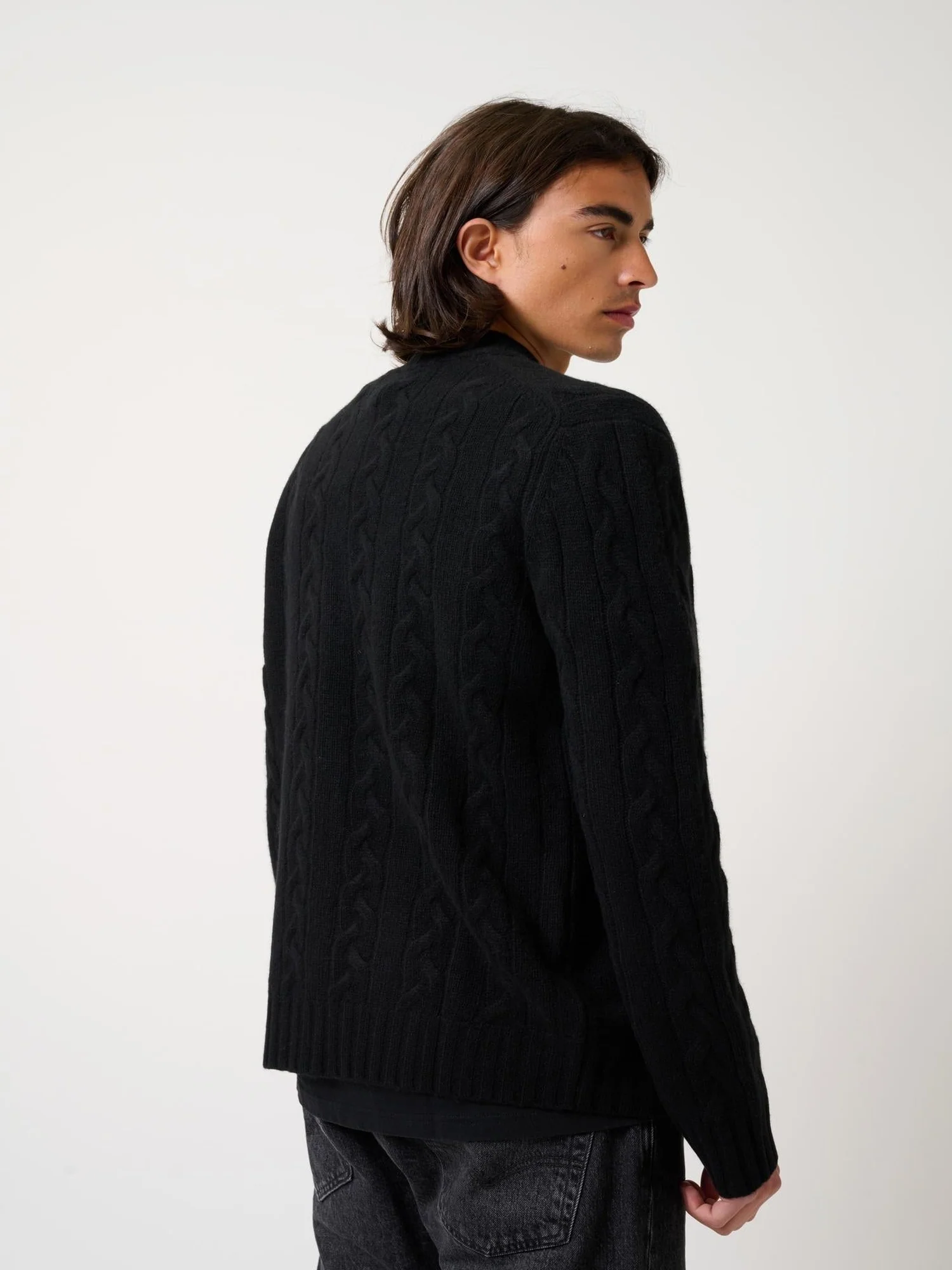 BERTIL gilet zippé col camionneur 6 fils noir 100% cachemire – Image 3