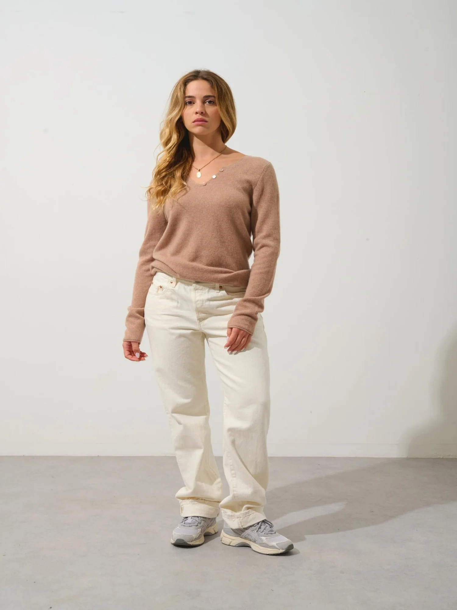 BODMIN pull col tunisien camel chiné 100% cachemire – Image 4