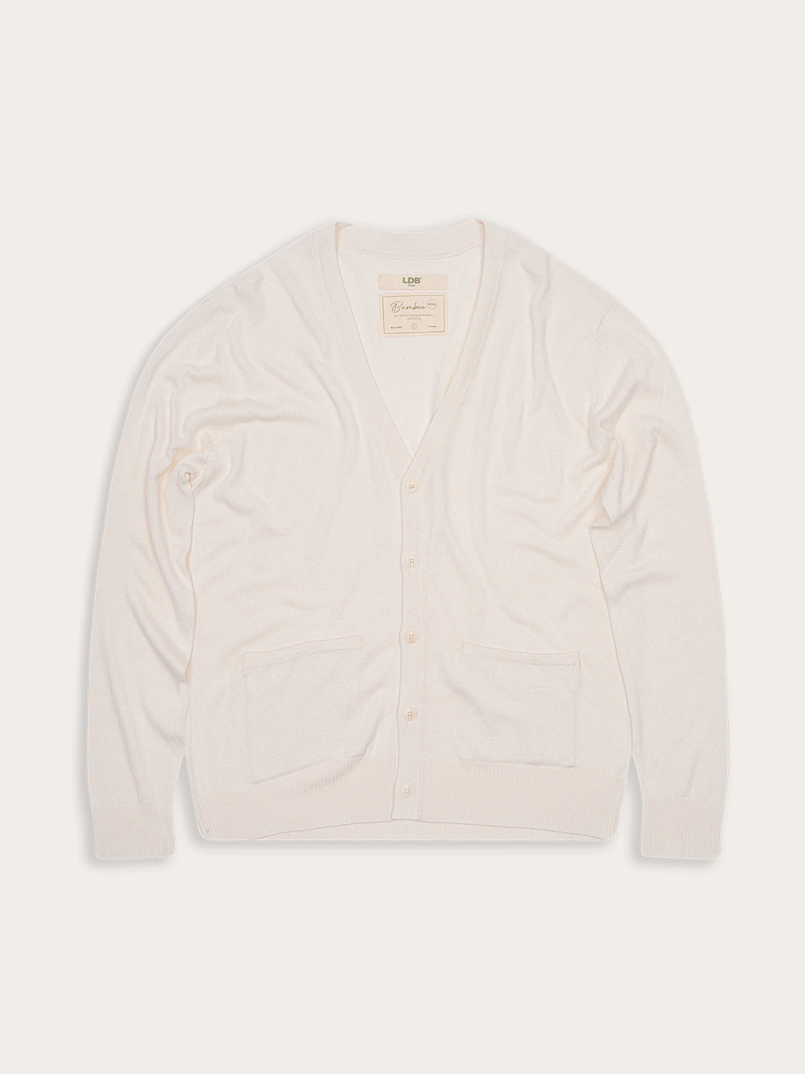 Cardigan Bamboo - 70% bambou 30% laine merinos - 180OFFWHITE