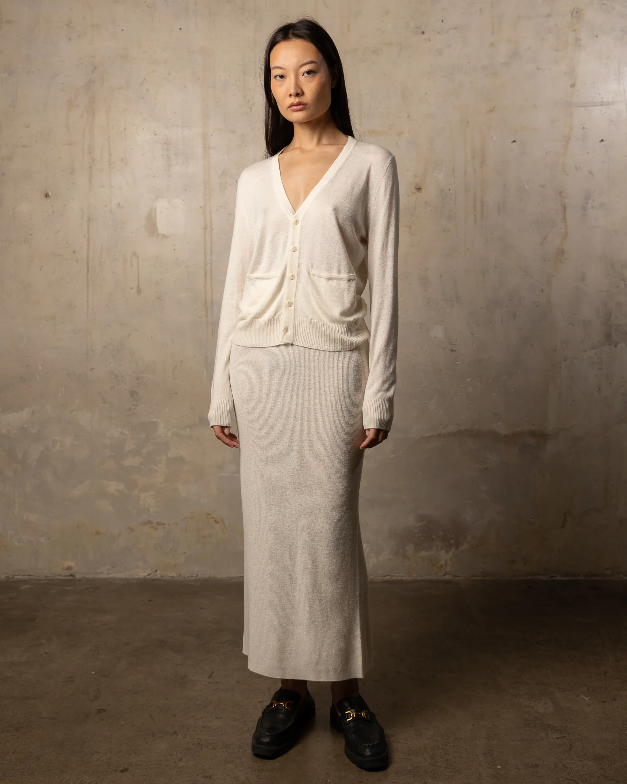 Cardigan Bamboo - 70% bambou 30% laine merinos - 180OFFWHITE – Image 3