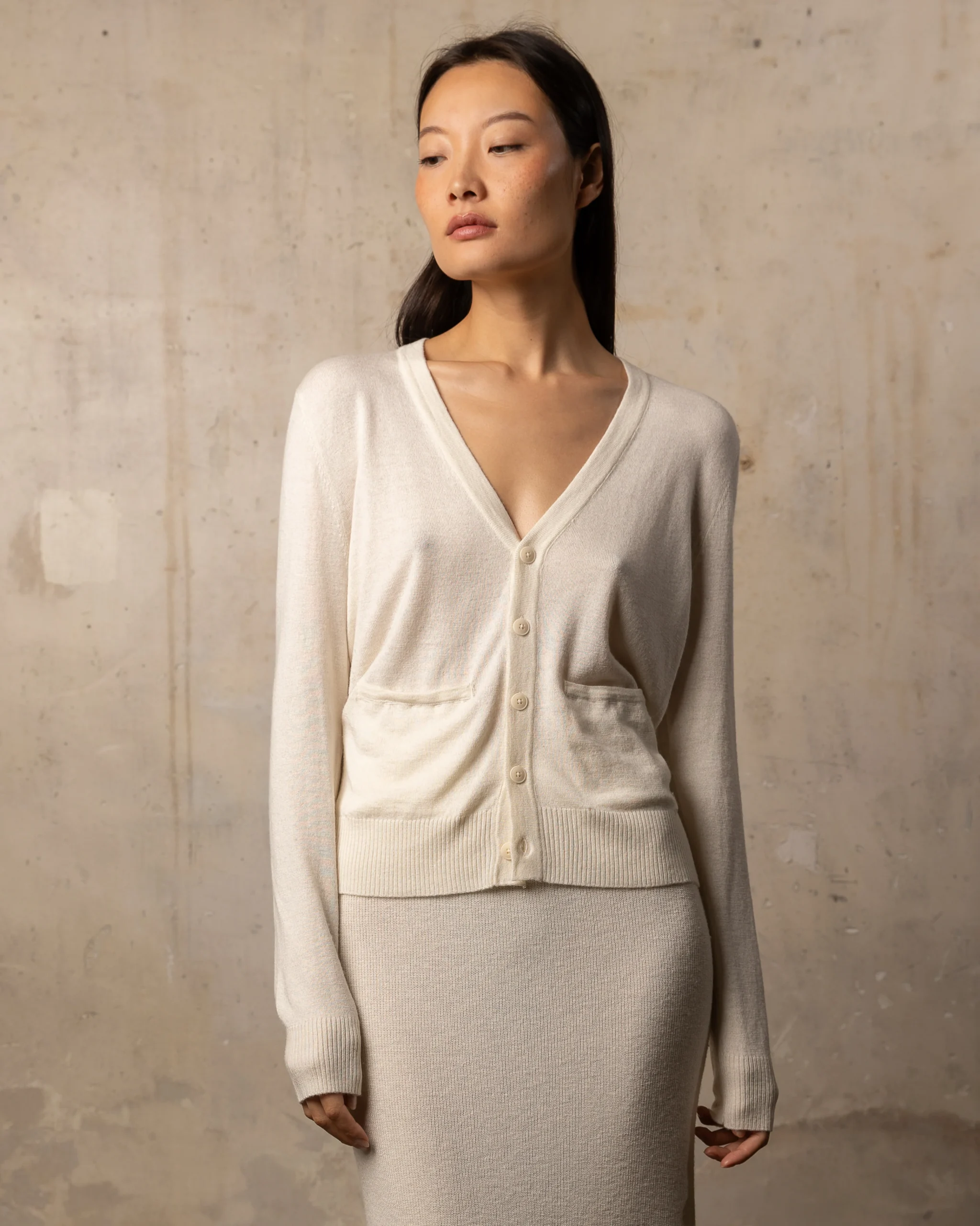 Cardigan Bamboo - 70% bambou 30% laine merinos - 180OFFWHITE – Image 2