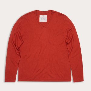 T-shirt bamboo manches longues col v - 70% bambou 30% laine merinos - 610RED