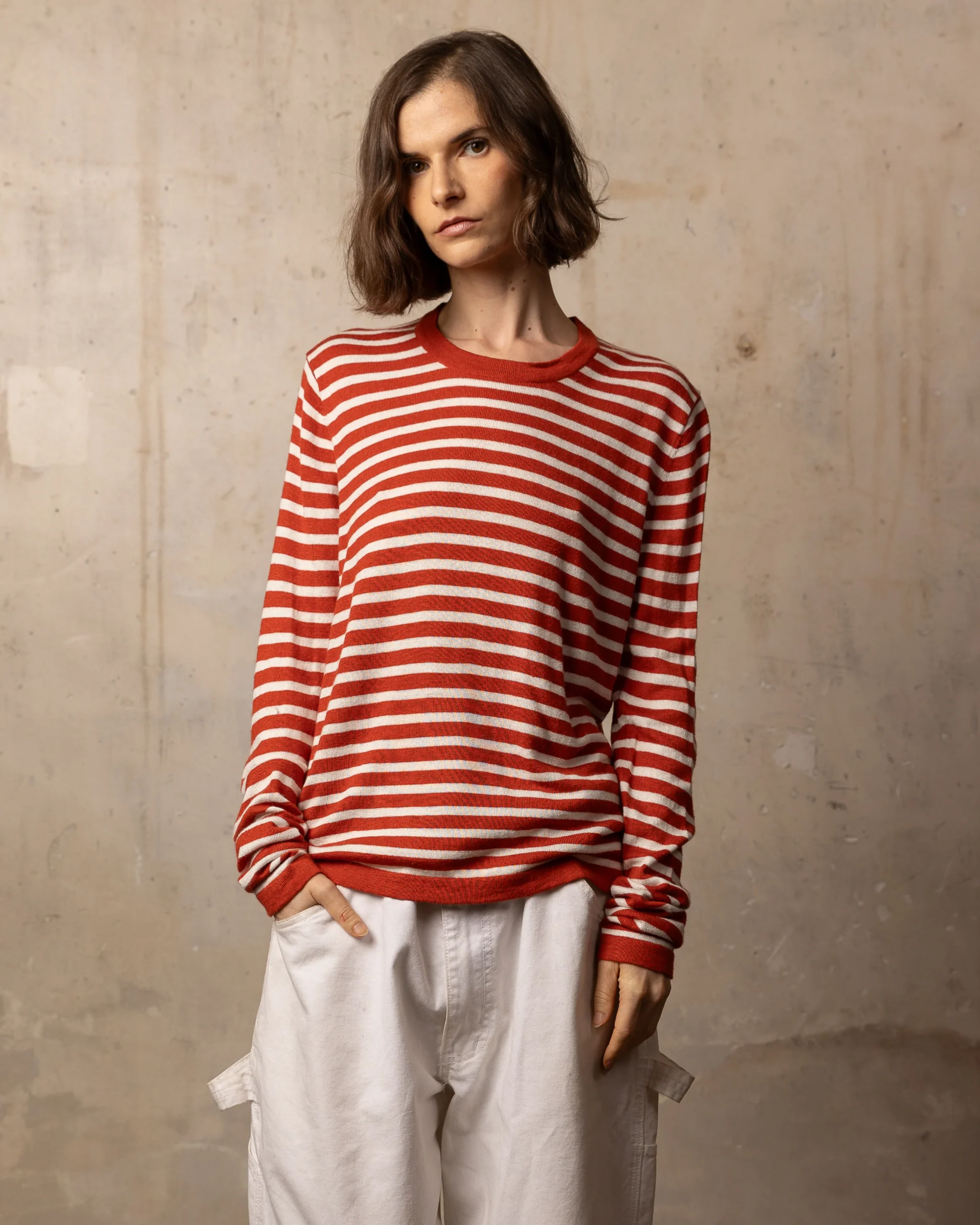 Pull Bamboo col rond - 70% bambou 30% laine mérinos - 180OFFWHITERED – Image 2