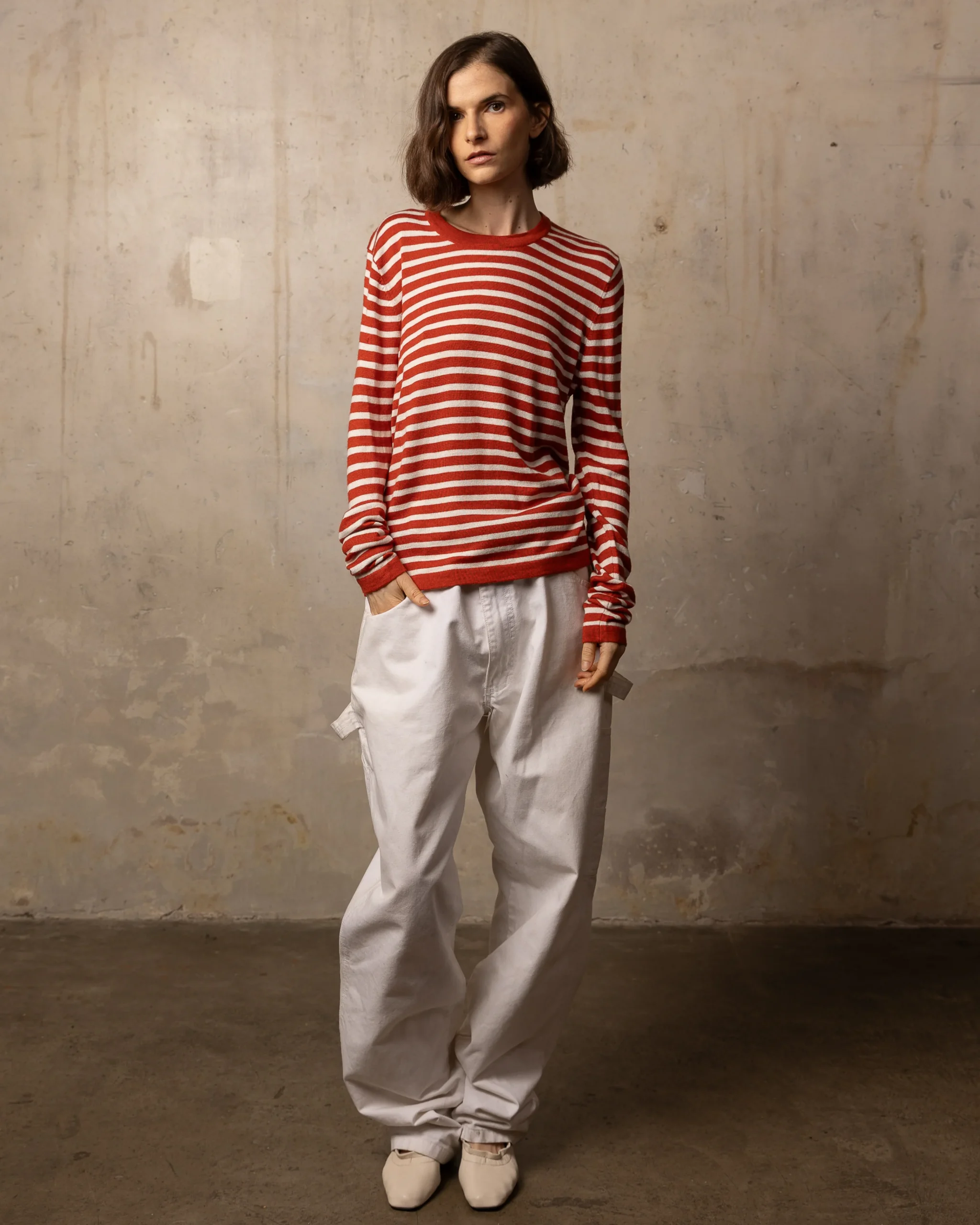 Pull Bamboo col rond - 70% bambou 30% laine mérinos - 180OFFWHITERED – Image 3