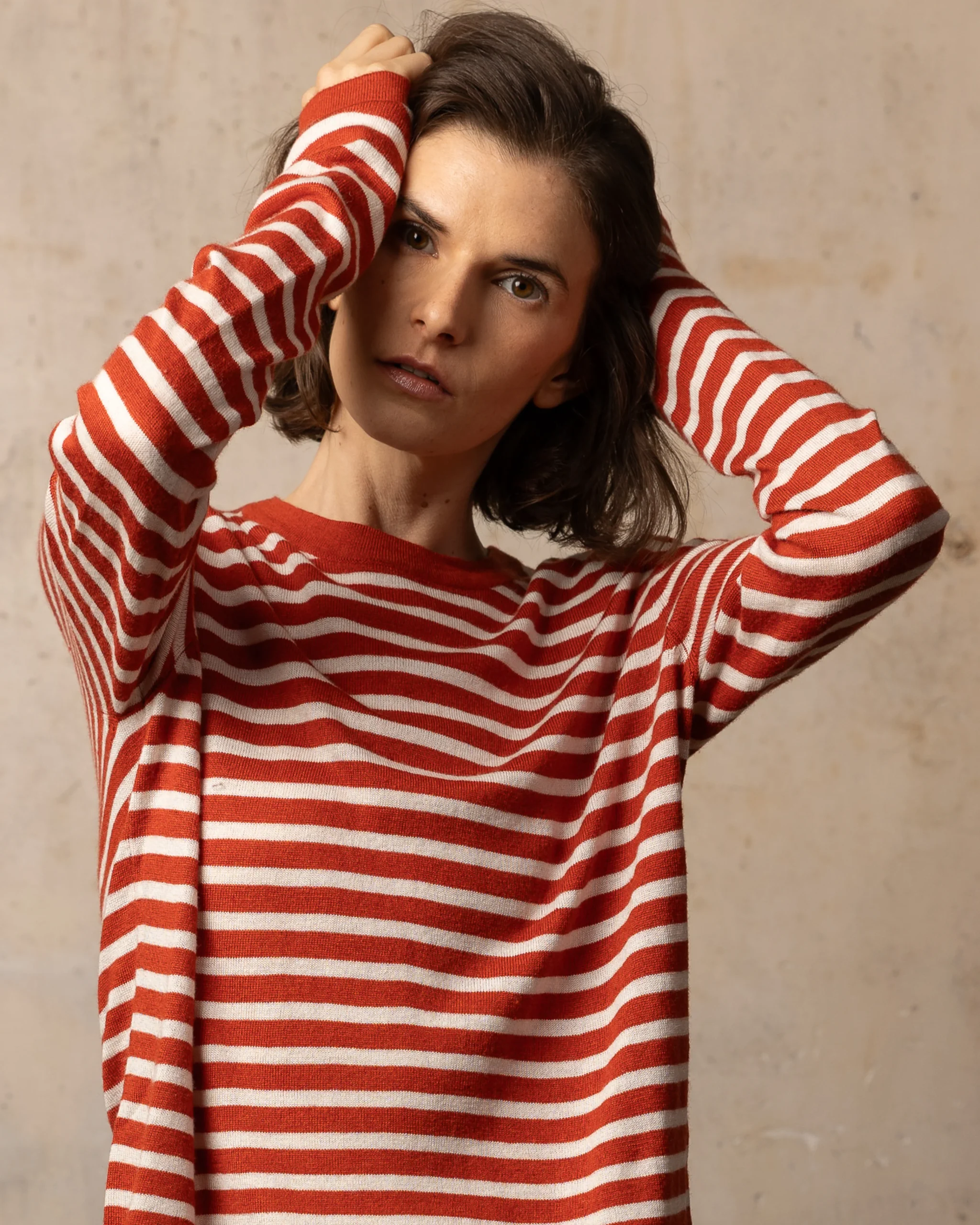 Pull Bamboo col rond - 70% bambou 30% laine mérinos - 180OFFWHITERED – Image 5