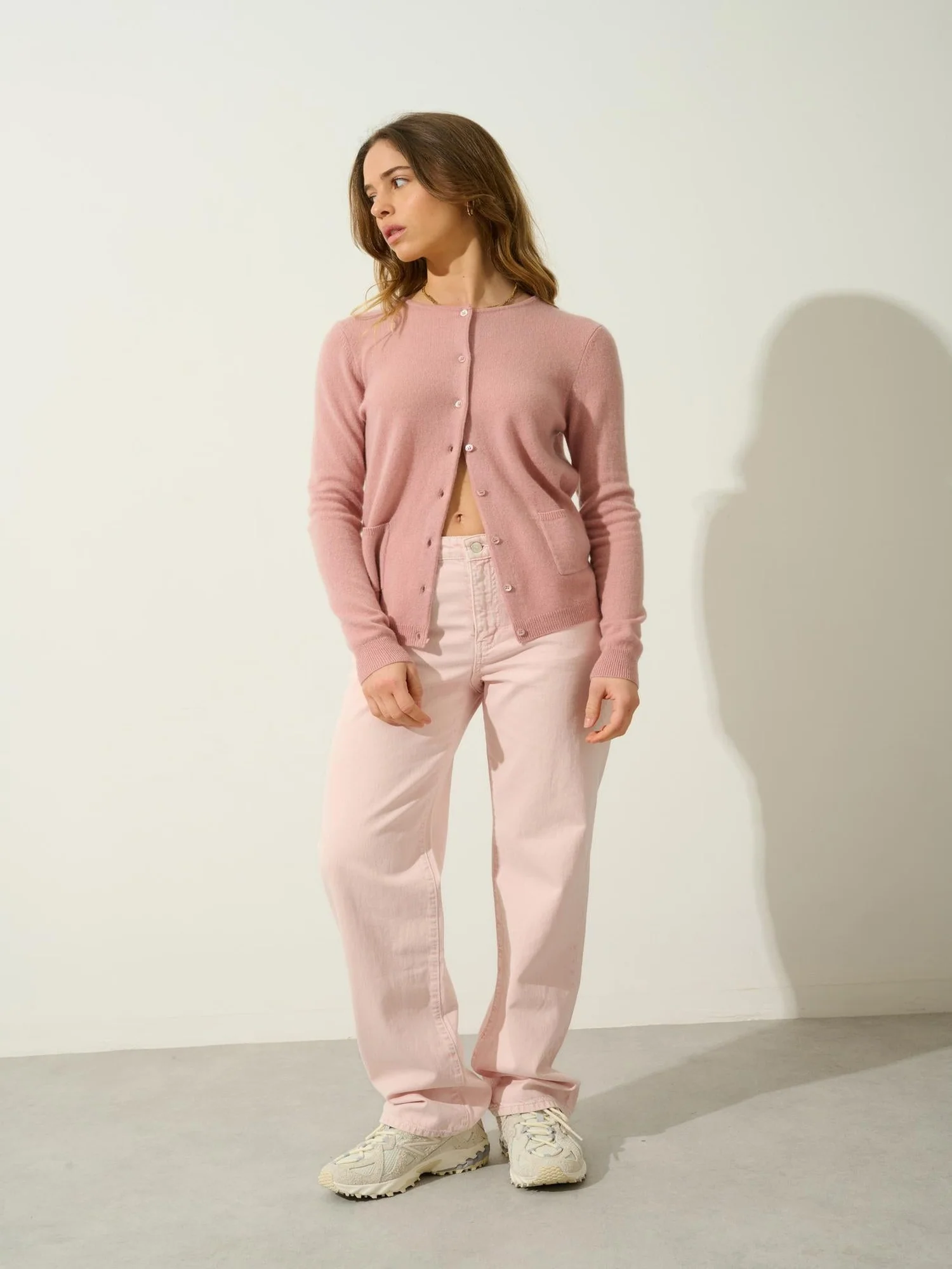 CARON cardigan col rond bois de rose 100% cachemire – Image 2