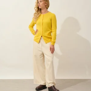 CARON cardigan col rond cédrat 100% cachemire