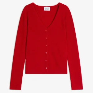 CHALAIS cardigan col v rouge 100% cachemire