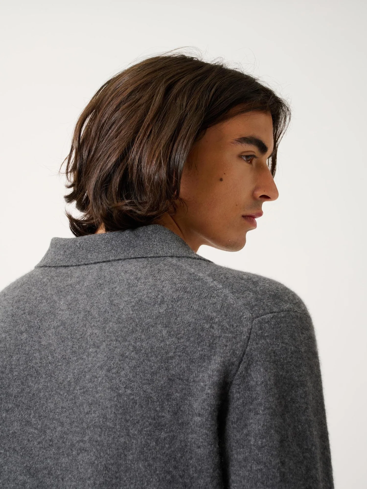 CHARVET polo manches longues anthracite chiné 100% cachemire – Image 5