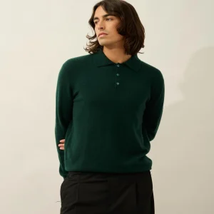 CHARVET polo manches longues cyprès 100% cachemire