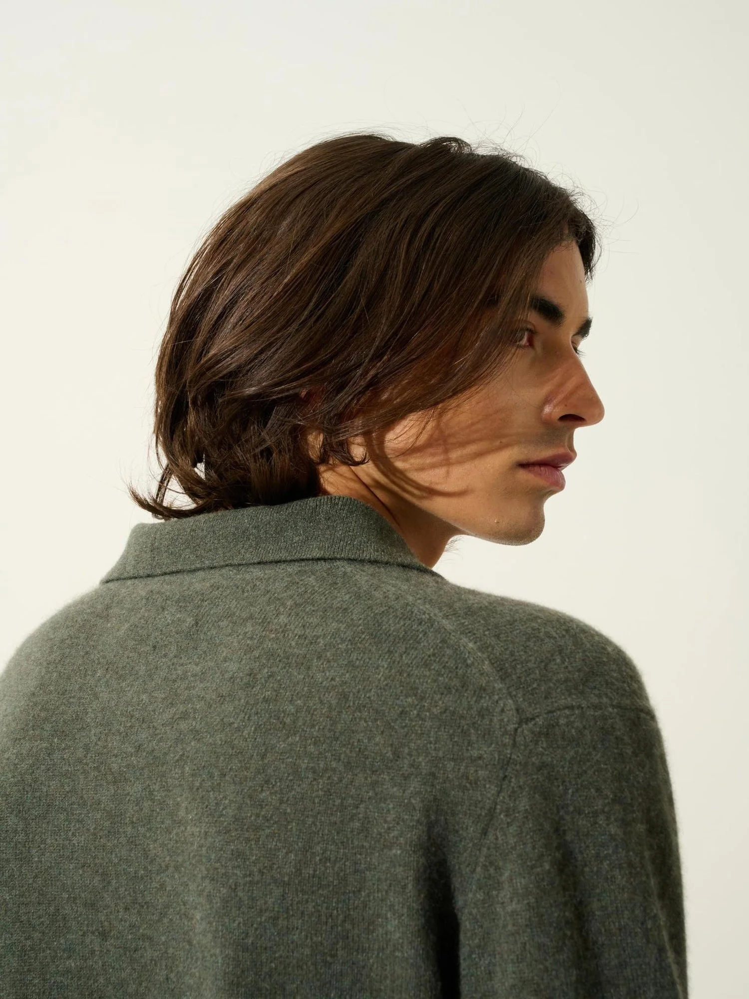 CHARVET polo manches longues kaki chiné 100% cachemire – Image 5