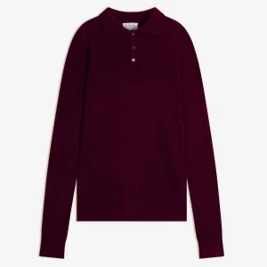 CHARVET polo manches longues mûre 100% cachemire