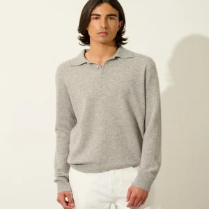 CHARVET polo manches longues nuage chiné 100% cachemire