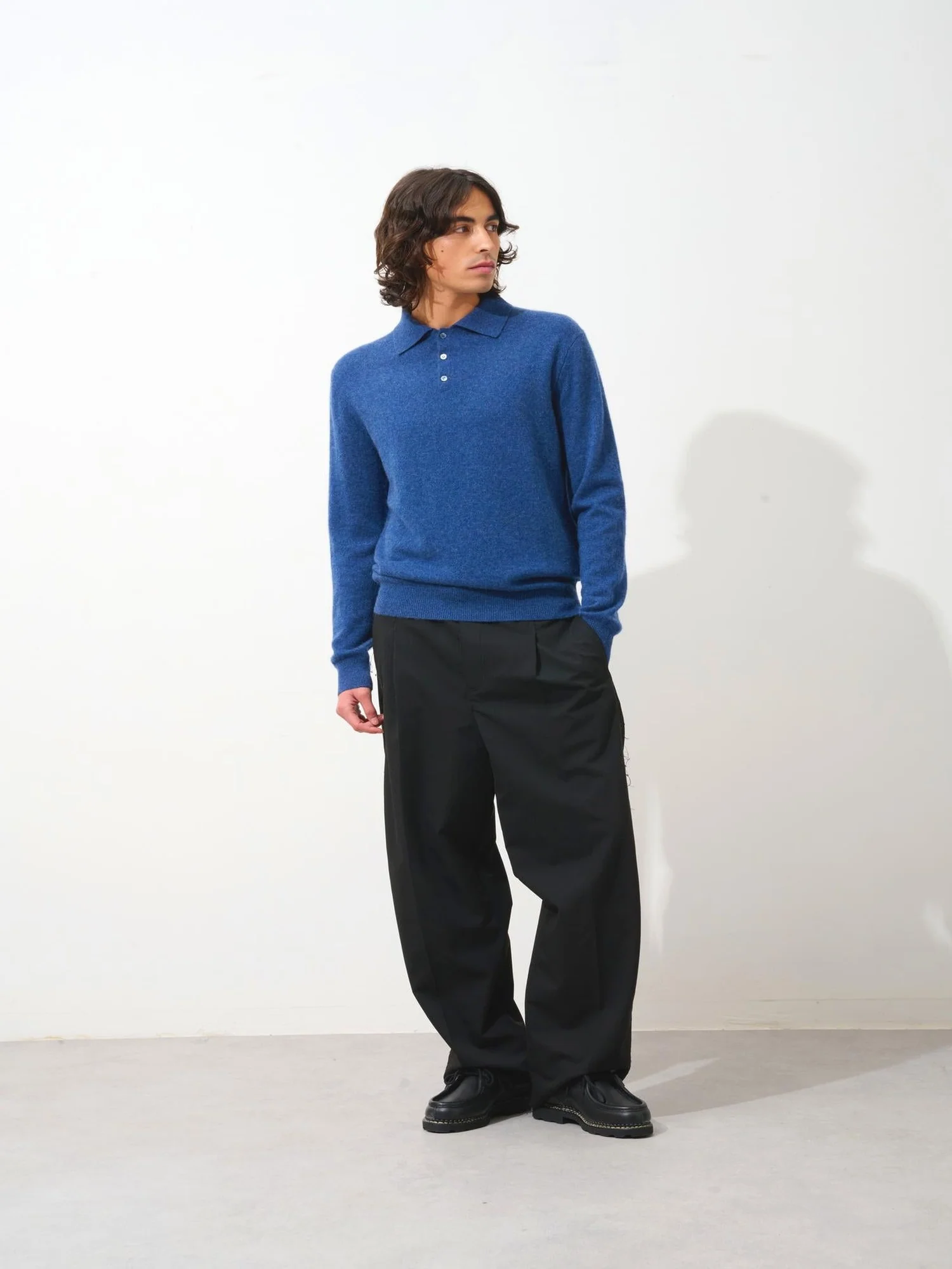 CHARVET polo manches longues ocean chiné 100% cachemire – Image 3