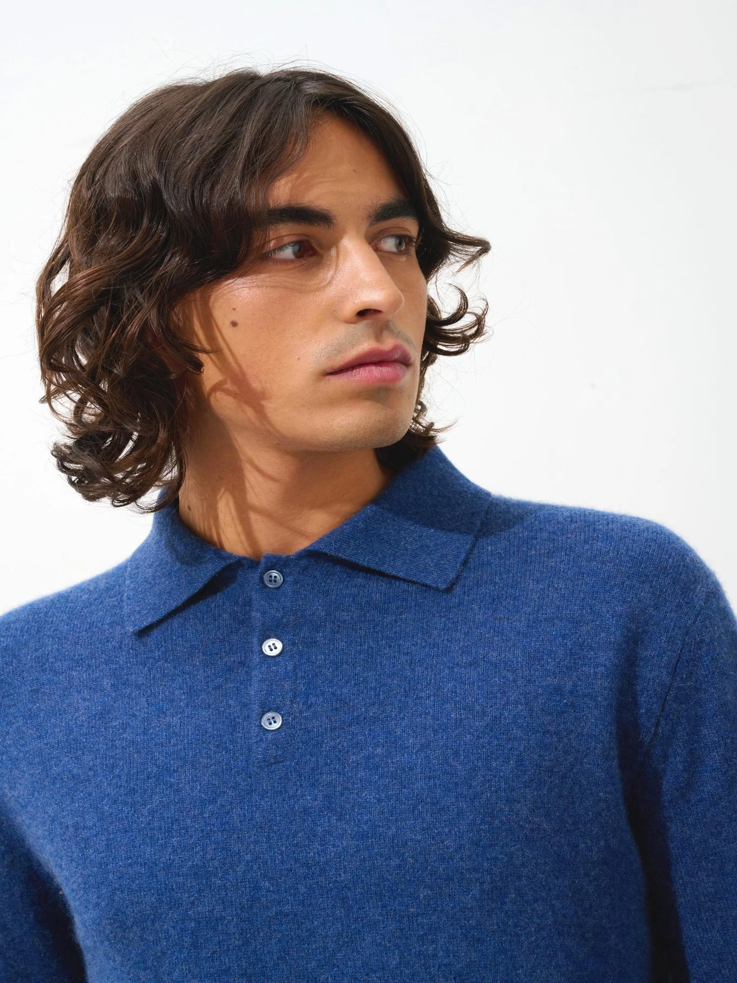 CHARVET polo manches longues ocean chiné 100% cachemire – Image 2