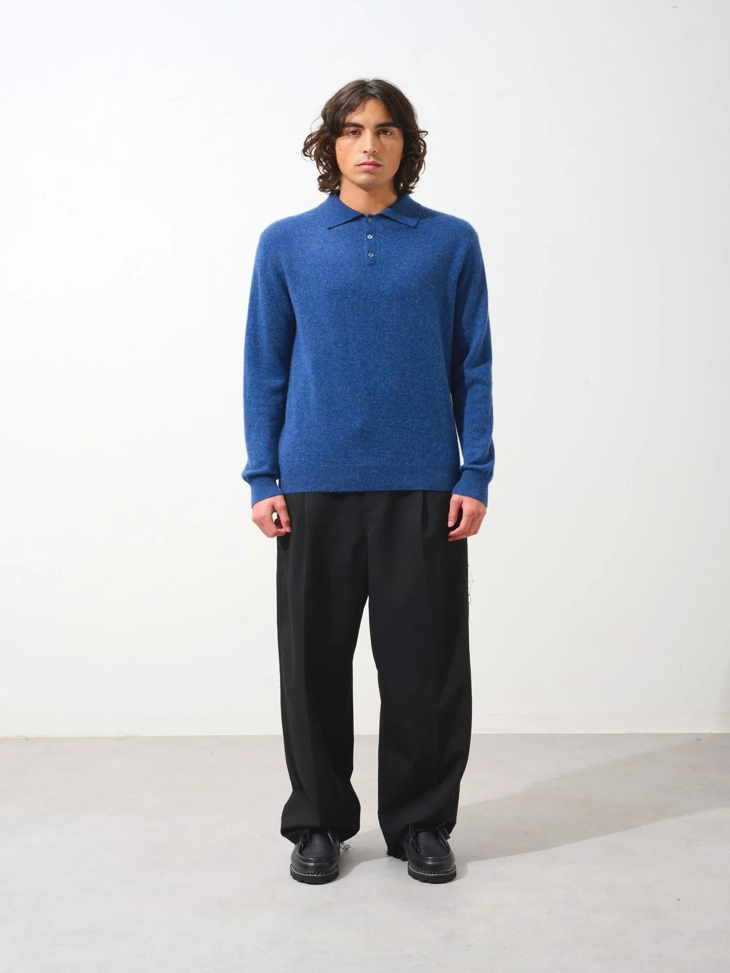 CHARVET polo manches longues ocean chiné 100% cachemire – Image 5