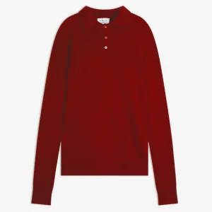 CHARVET polo manches longues rubis 100% cachemire