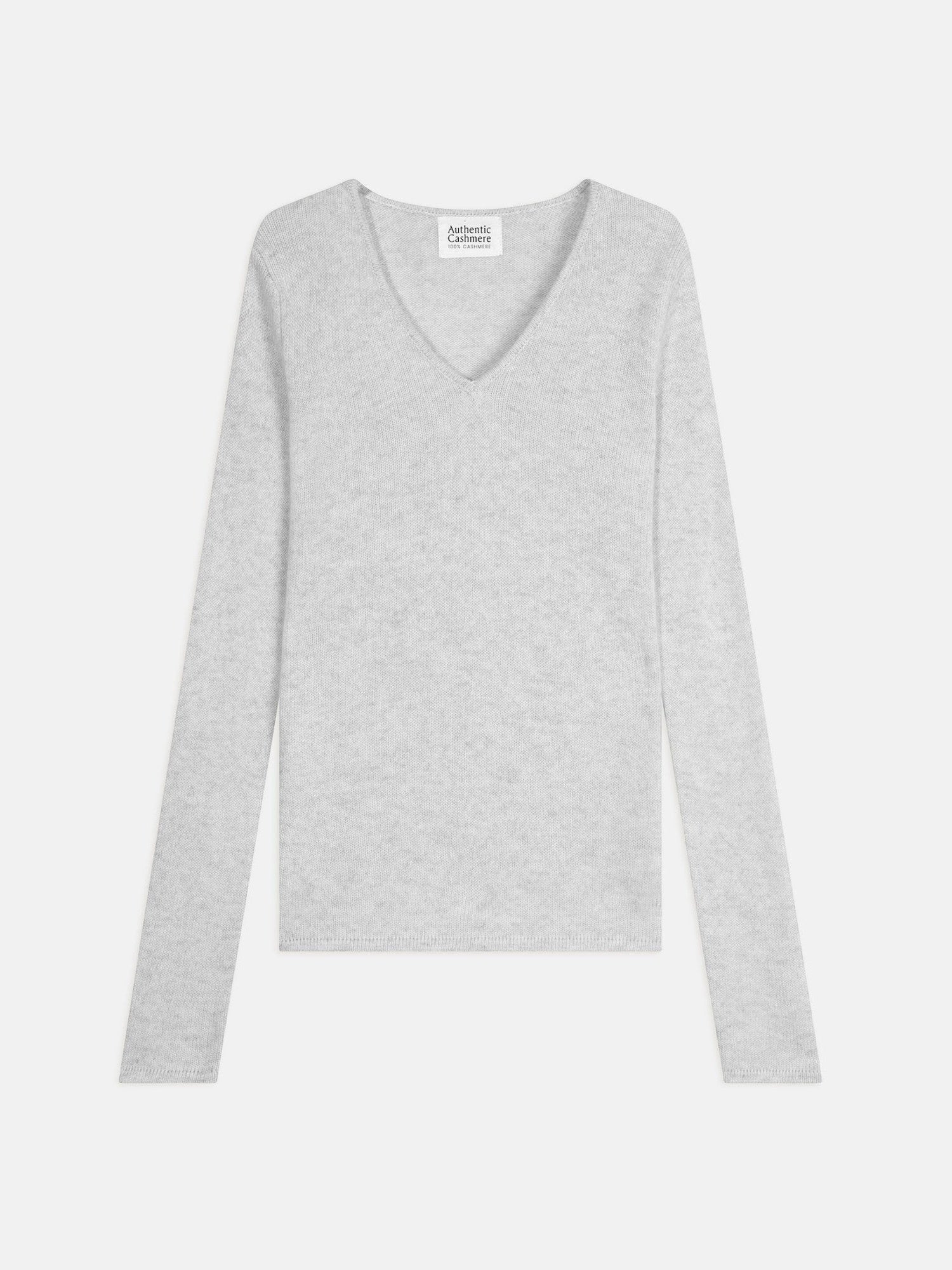 CHELSEA pull col v 4 fils gris perle chiné 100% cachemire – Image 7