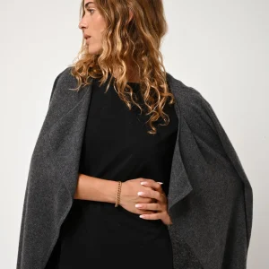 CHÉSERY veste longue anthracite chiné 100% cachemire