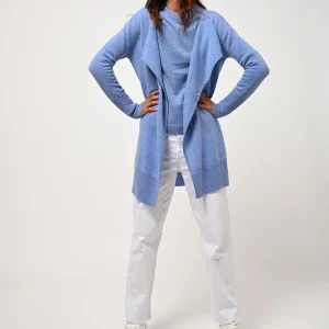 CHÉSERY veste longue sky 100% cachemire