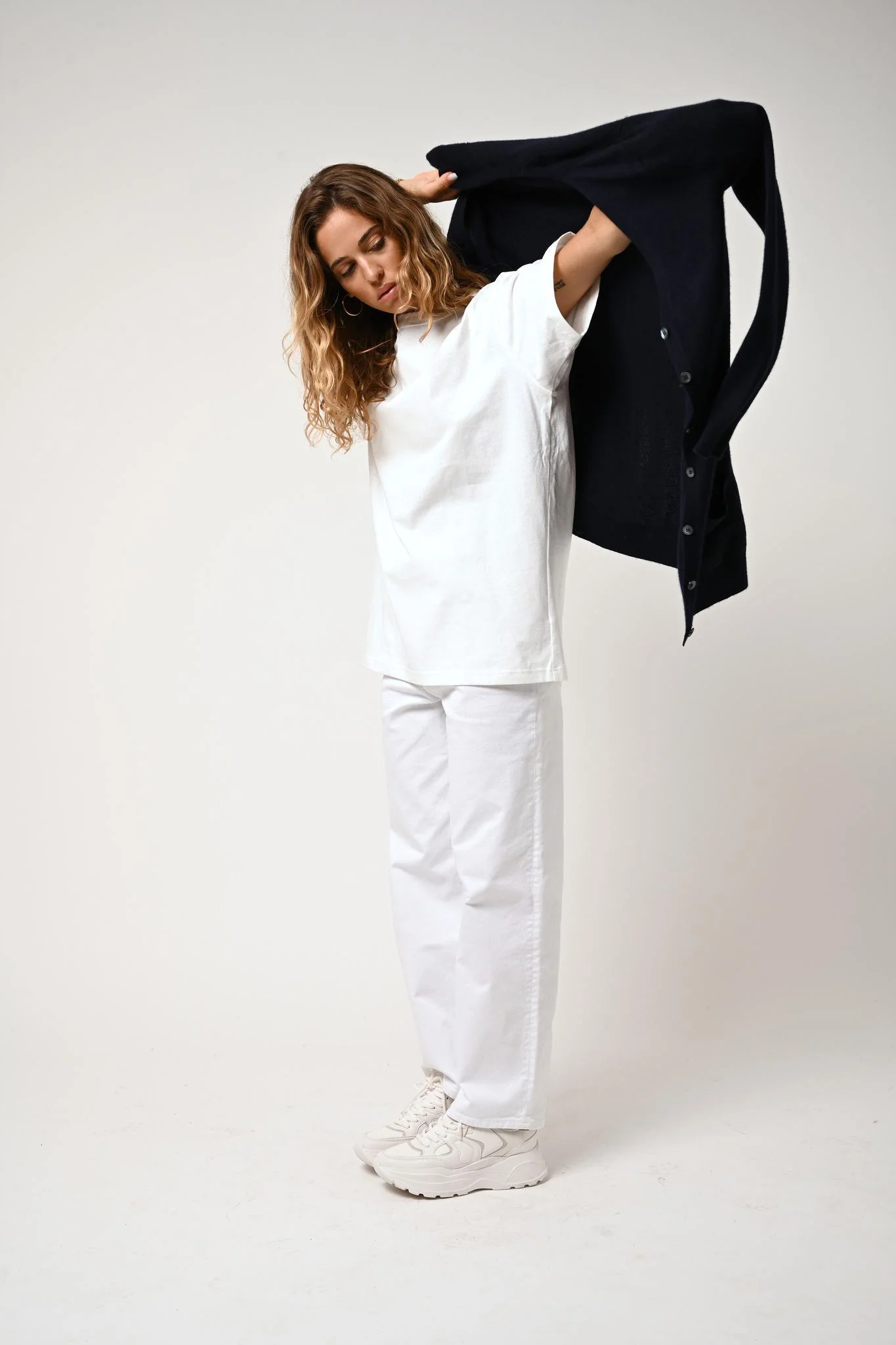 CIMET cardigan col v navy 100% cachemire – Image 2