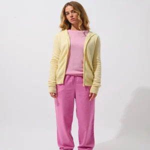 COLOMBIS gilet zippé capuche limonade 100% cachemire