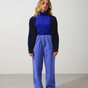 COLOMBIS gilet zippé capuche navy 100% cachemire