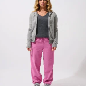 COLOMBIS gilet zippé capuche nuage chiné 100% cachemire