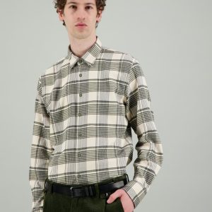 Chemise flanelle bio carreaux kaki