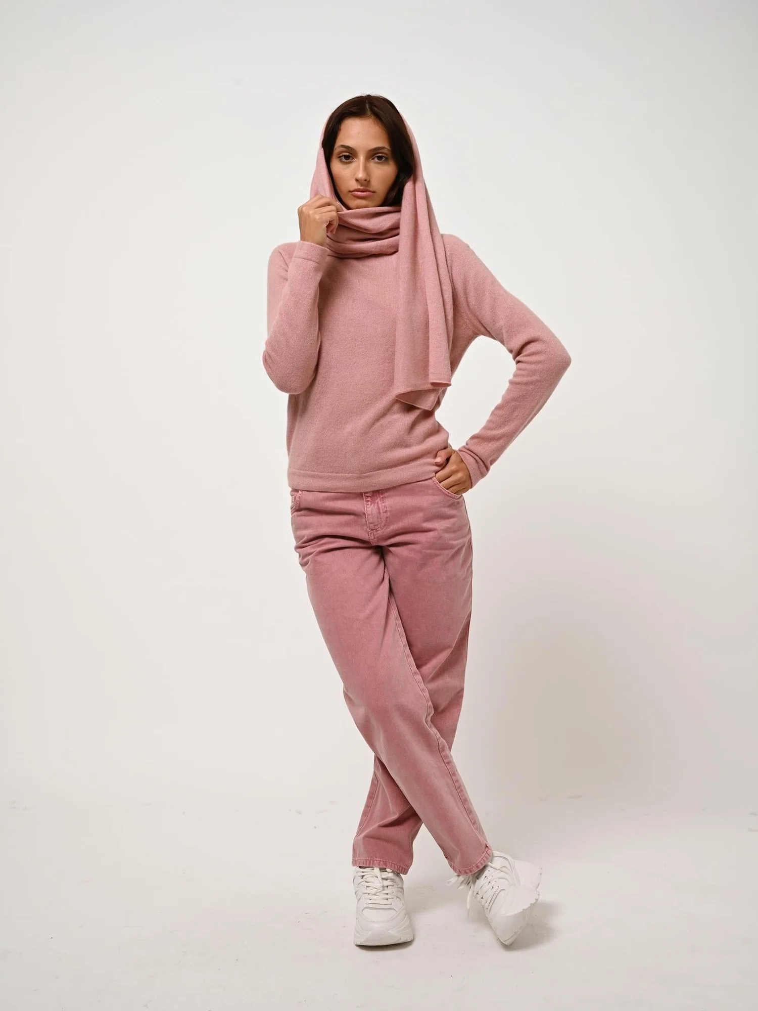 ECRIN pull col rond bois de rose 100% cachemire – Image 4