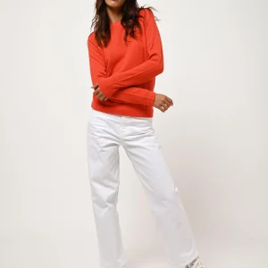 ECRIN pull col rond orange 100% cachemire