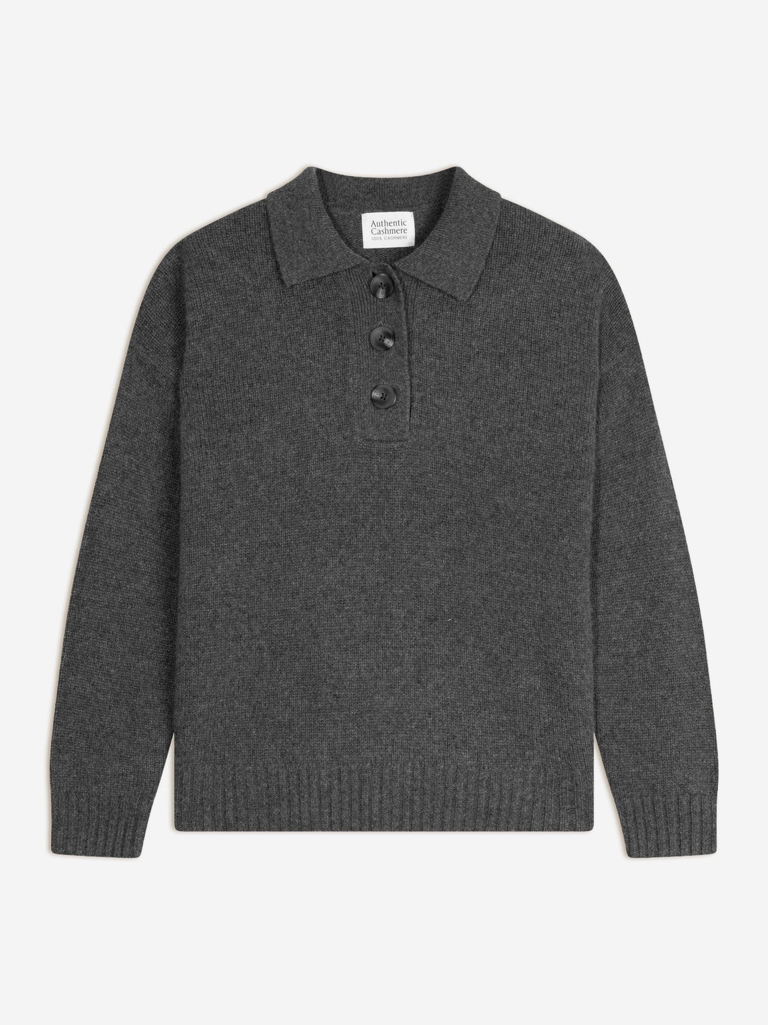 ELA polo 6 fils anthracite chiné 100% cachemire – Image 5