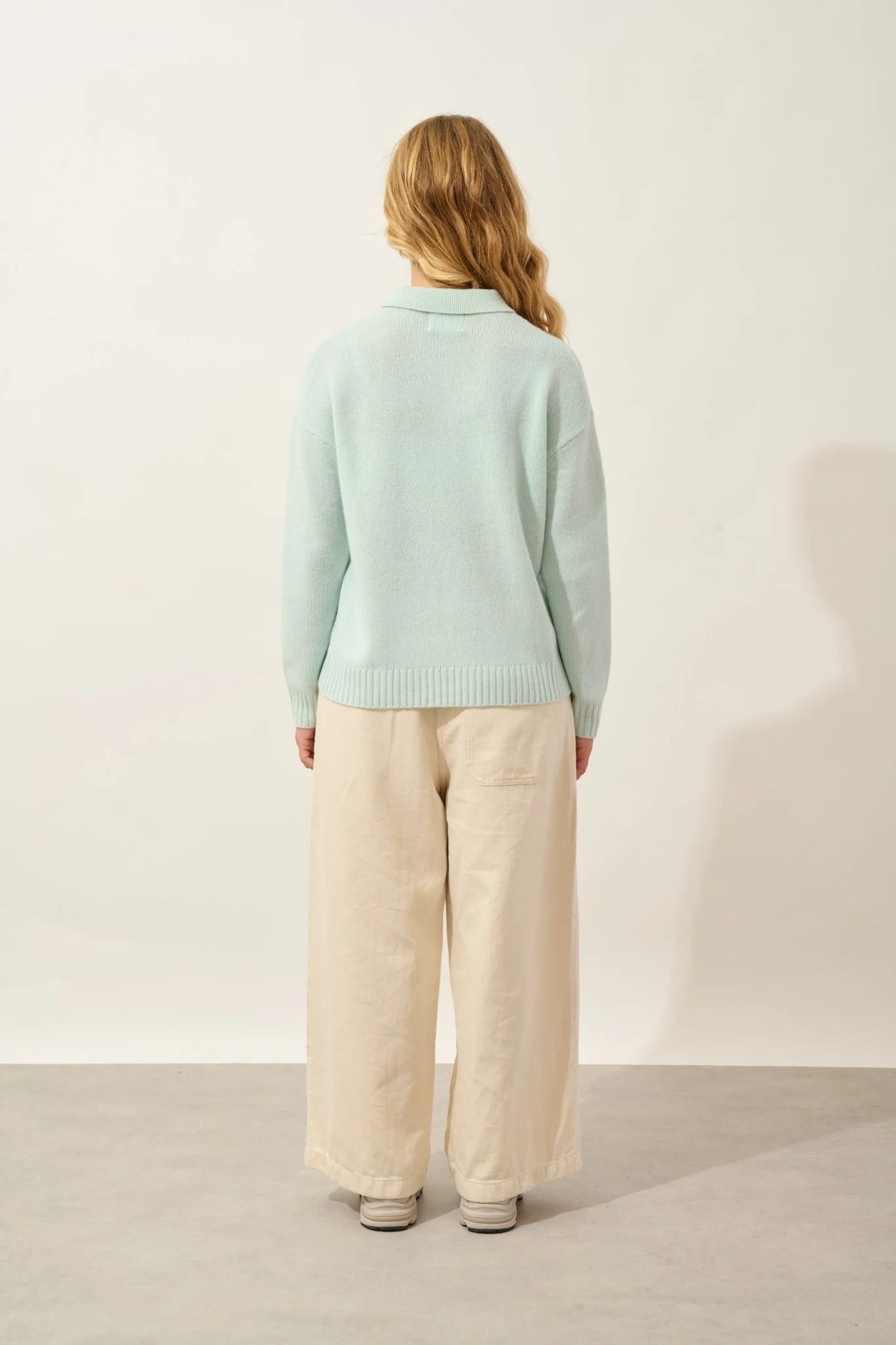 ELA polo 6 fils vert lagon 100% cachemire – Image 3