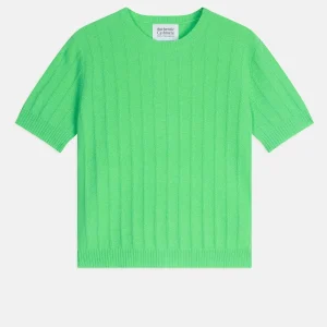 ELIRA t-shirt col rond vert fluo 100% cachemire