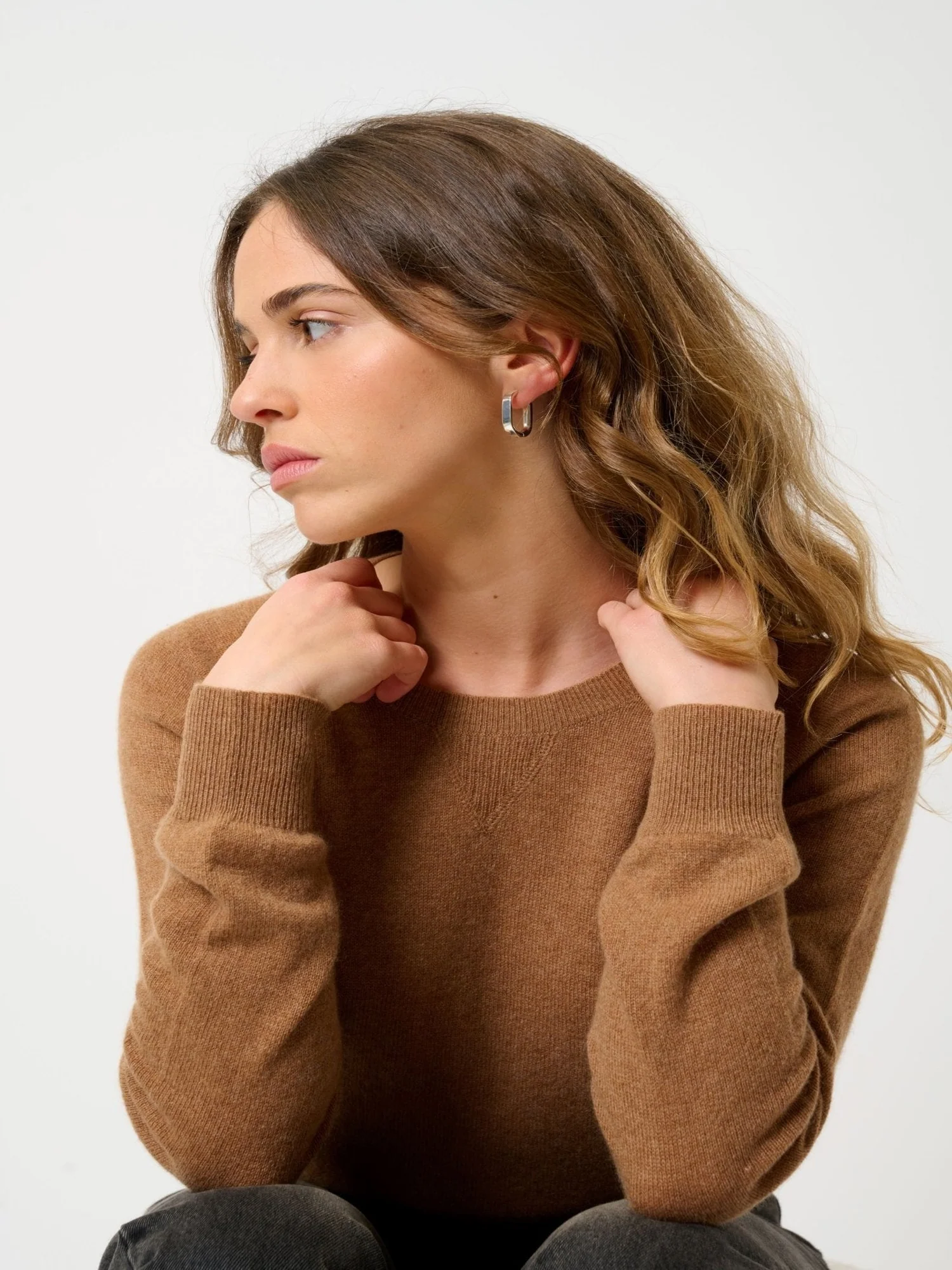 ETRET pull col rond noisette 100% cachemire – Image 2