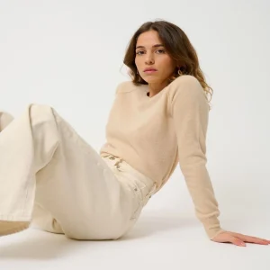 ETRET pull col rond sable 100% cachemire